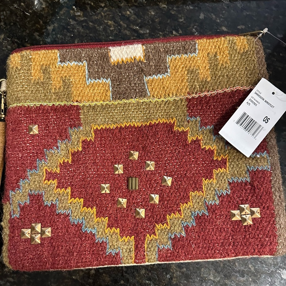 A & P Denim large clutch / wristlet NWT